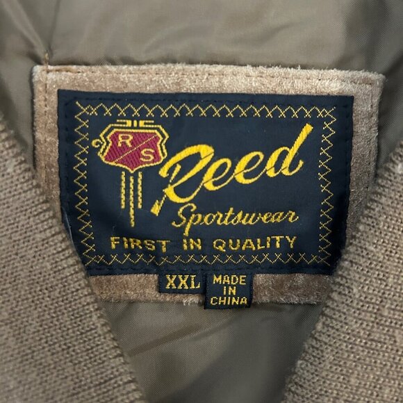 Vintage Reed Sportswear Brown Suede Leather Bomber Baseball Jacket Size XXL - Picture 4 of 8